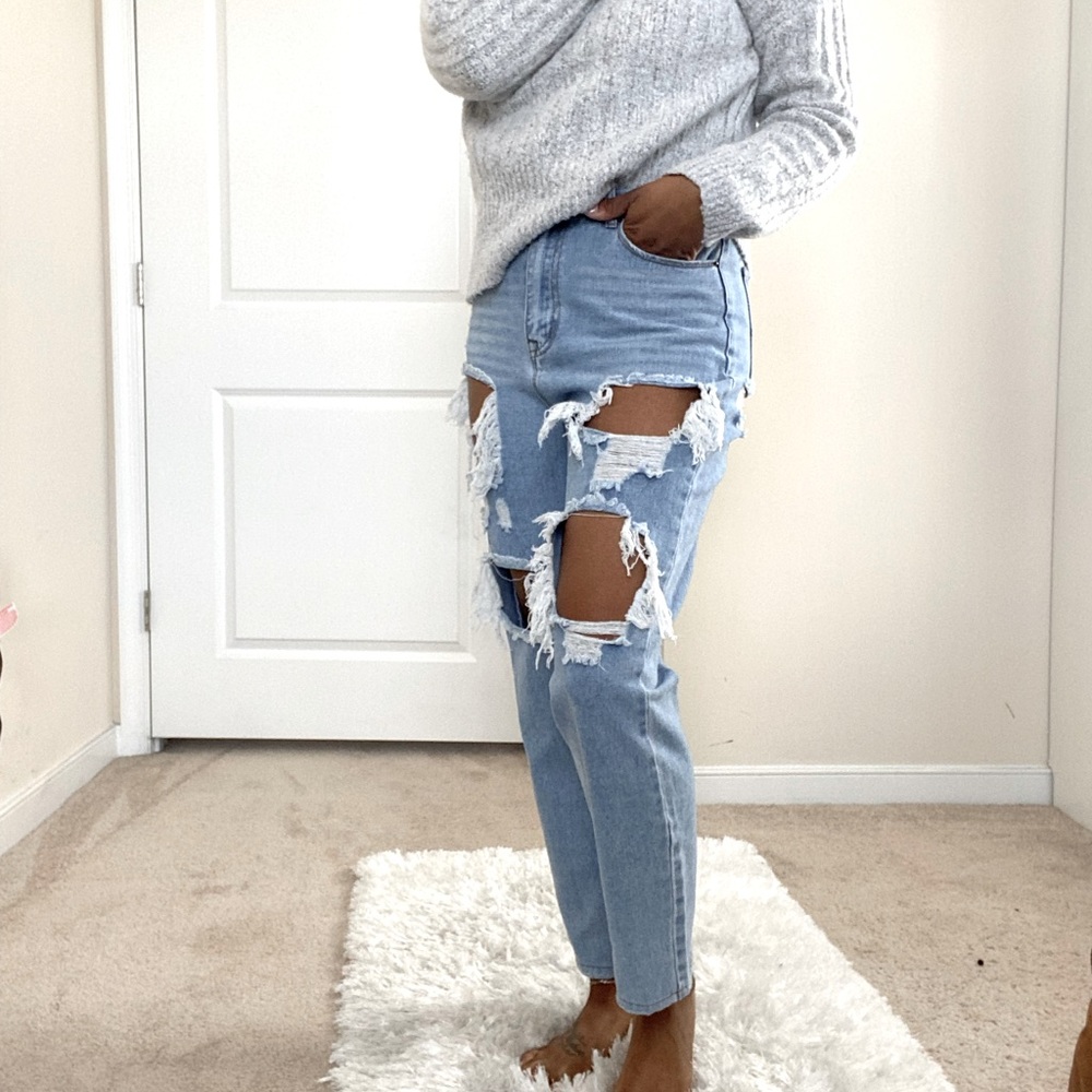 Light wash blue jeans